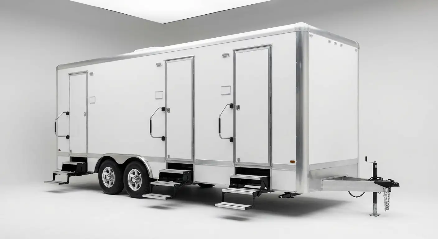 Climate controlled restroom trailer interior features in Arlington, TX