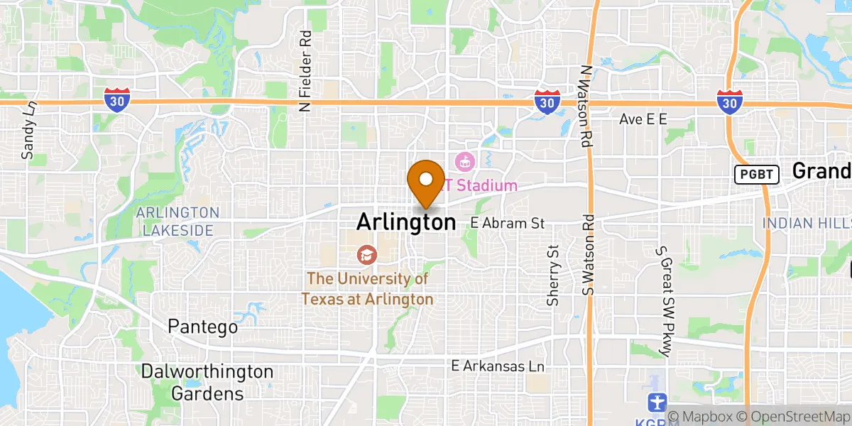 Downtown Arlington neighborhood map in Arlington, TX