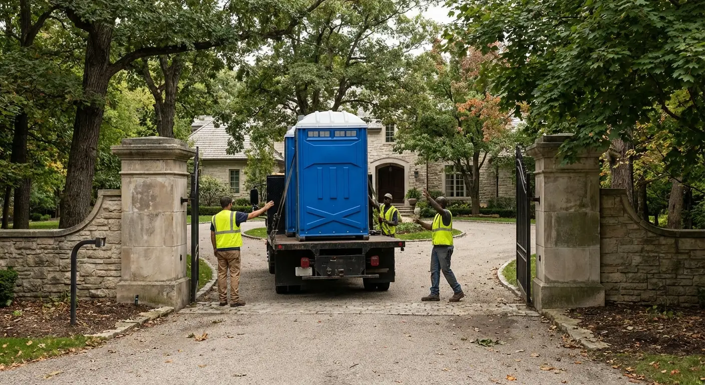 Mid-Cities Portables team navigating a complex delivery site in Arlington